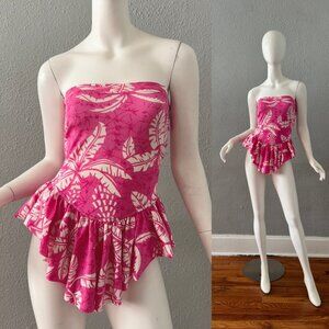 Vintage Pink Strapless COLE Skirt One Piece Swimsuit Bathing Suit M/L